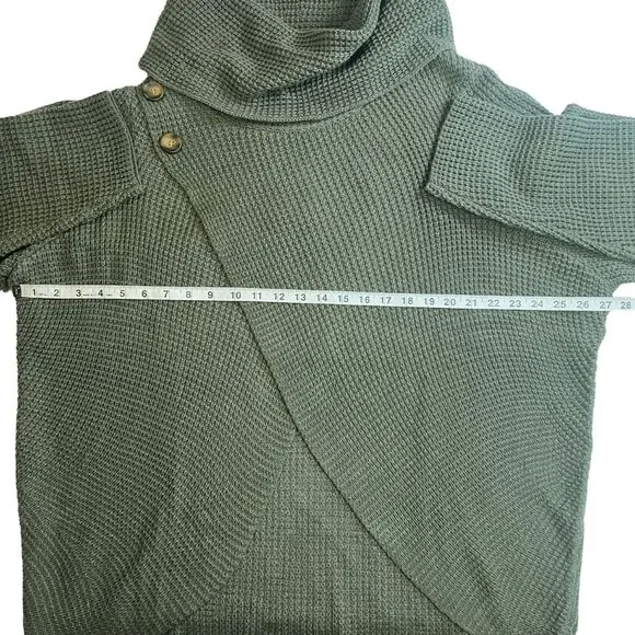 Kate & Sam Sweater Women XXL Olive Green Cowlneck Athleisure Wrap Minimalist Top - Picture 3 of 13